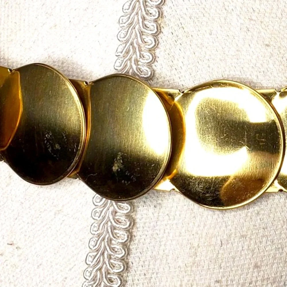 Croc Embossed Gold‎ Coin Stretch Belt OS